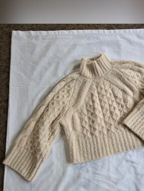 Express Cream Cable Knit Turtleneck Sweater